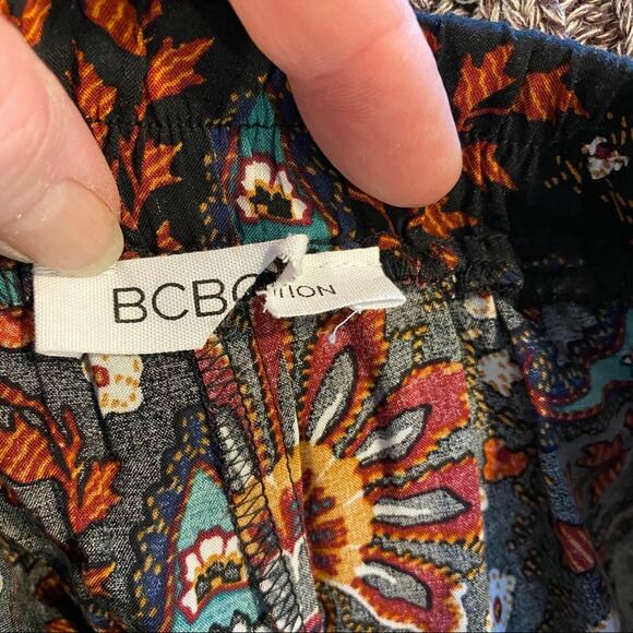 BCBG Ruffle Hem Culotte Pants Floral Boho Hippie XS - Picture 7 of 10